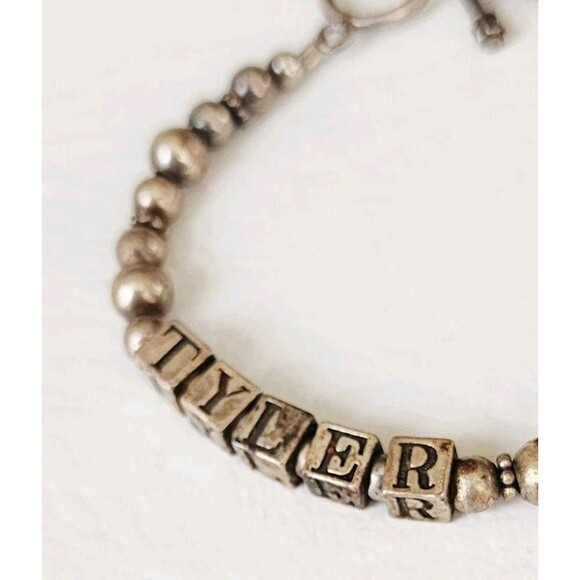 Sterling Toggle Bracelet Name Tyler & Emily 7.25 15.36g -TESTED - Picture 3 of 7